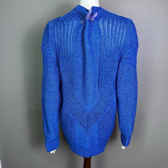 Diesel sweater women’s large electric blue chunky knit Italy‎ distressed Grunge - Picture 7 of 16